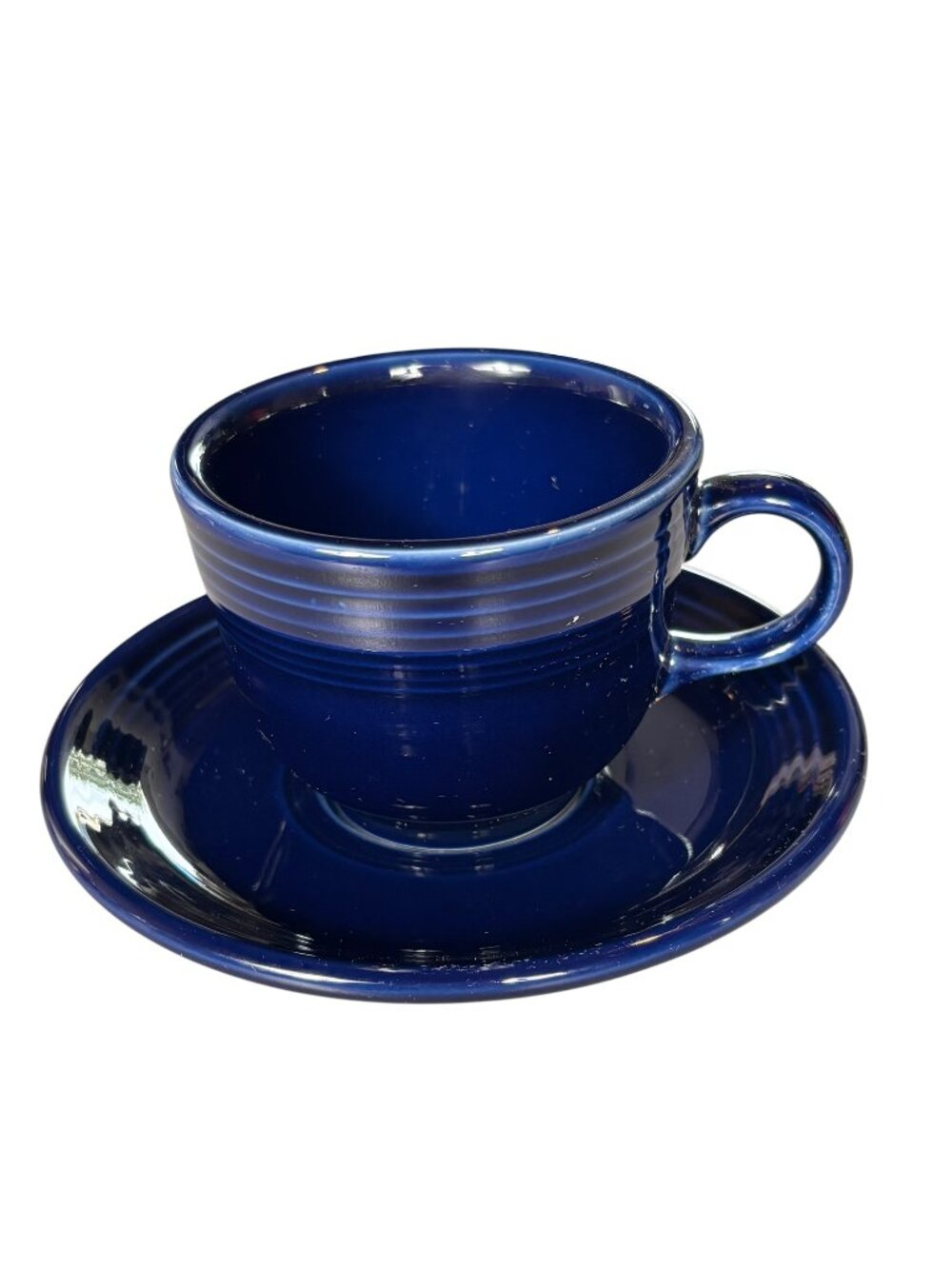 Fiesta Cobalt Blue Flat Cup & Saucer Set Homer Laughlin USA Retired